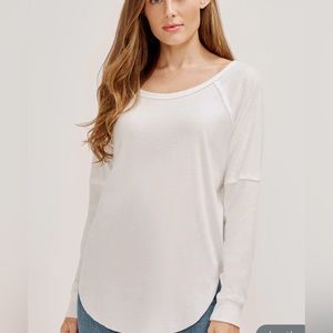 Three Dots Raglan High Low Top